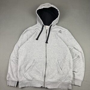 Reebok Sweater Mens Large Gray Full Zip Hoodie Sweatshirt